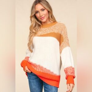 Haptics Color Block Long Sleeve Sweater